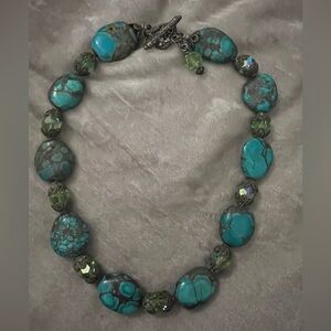 Turquoise and Green Beaded Necklace